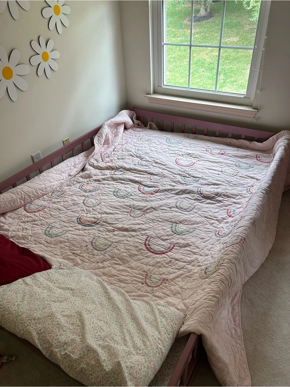 Pottery Barn Kids Queen Rainbow and Stars Embroidered Quilt and Pillow Case